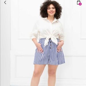 Blue And White Striped Linen Shorts